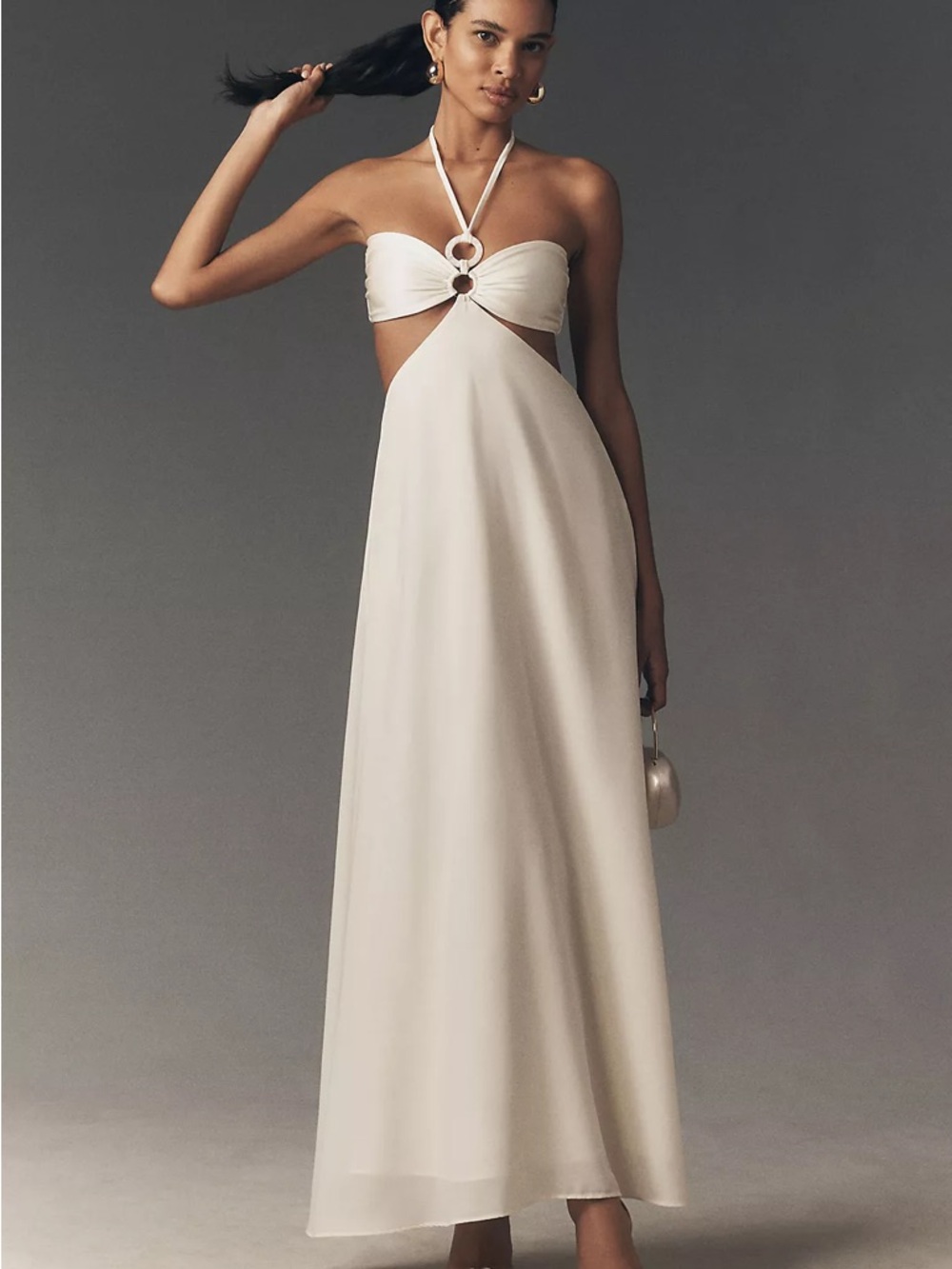 Baobab Yvon Cream Halter Cutout Maxi Dress